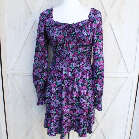 Wild Fable Long Sleeve Floral Mini Dress M - Picture 2 of 13